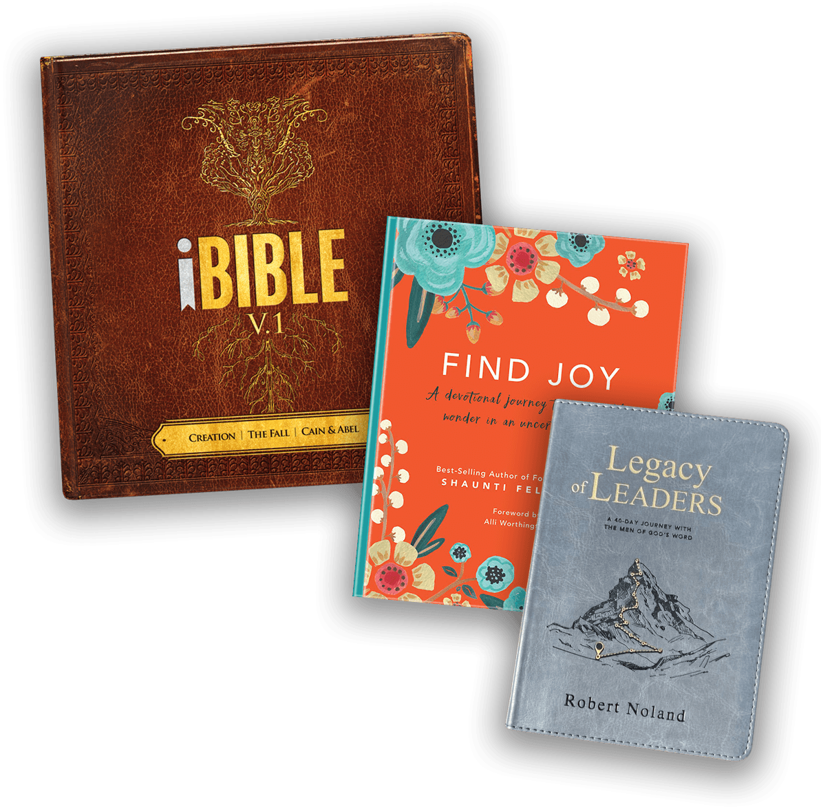 Family Gift Set, consisting of Find Joy Devotional, Legacy of Leaders Devotional, and the iBIBLE Illustrated Storybook